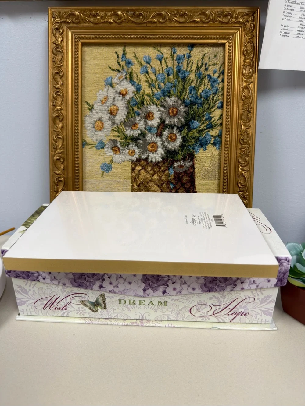 Lady JAYNE Brown Ivory Green Botanical Gold Tone Guilded Pages Lined Notepad